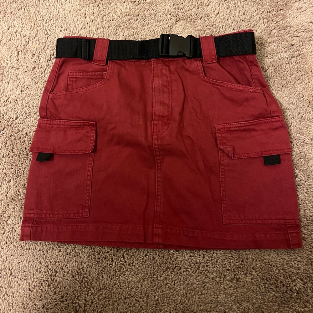 Red mini skirt
